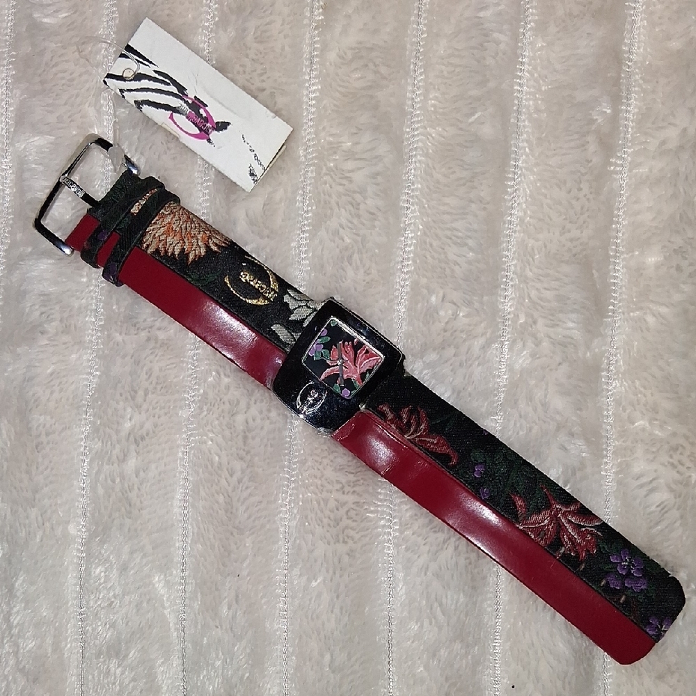 Roberto Cavalli Black and Red Floral Watch